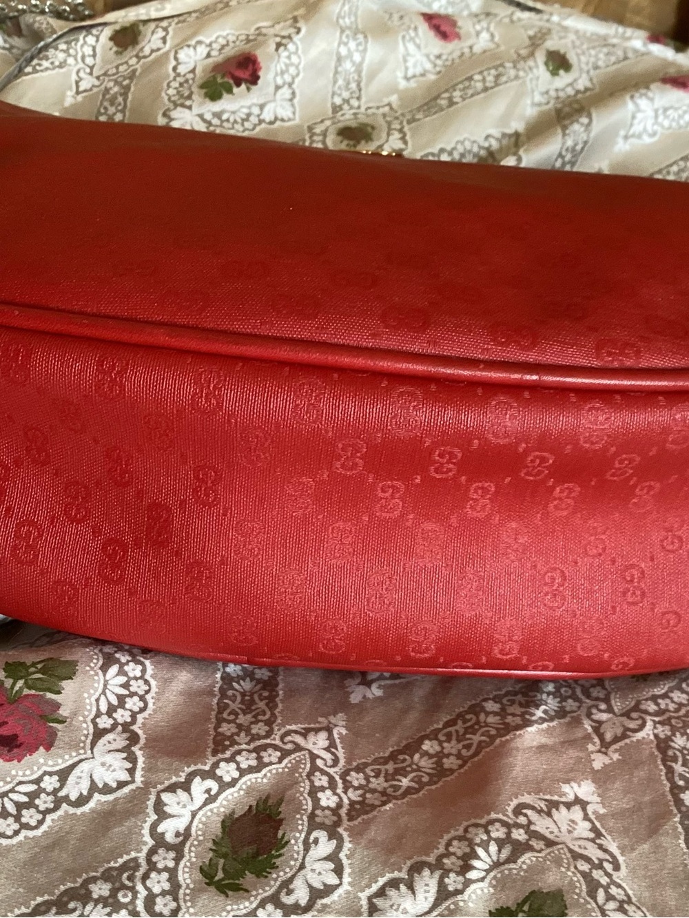 Vintage Gucci Micro-Monogram Red Leather Half-Moon Crossbody Shoulder Bag EUC - Picture 11 of 16